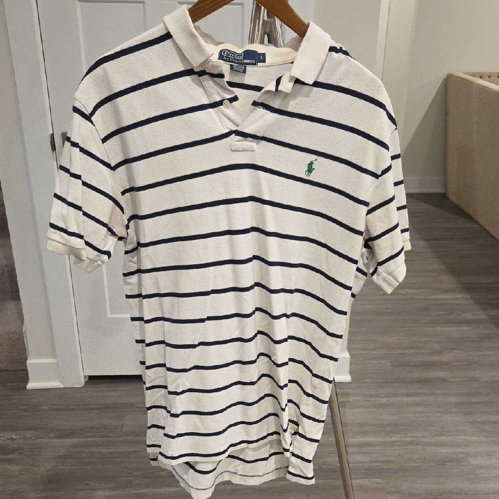 Polo by Ralph Lauren Men's Navy and White Striped Polo